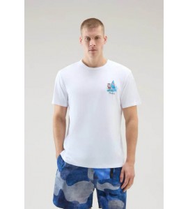 WOOLRICH T-shirt in puro cotone con stampa grafica