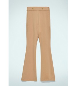 GAELLE PANTALONE Pantalone Dritto In Punto Milano Beige Cammello