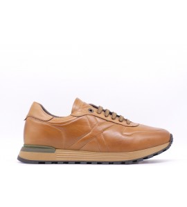 EXTON Sneakers uomo in pelle mostarda