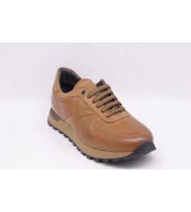 EXTON Sneakers uomo in pelle mostarda