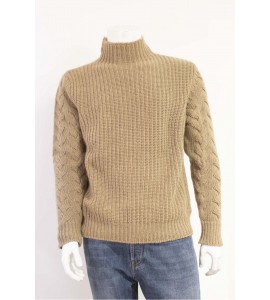 PT TORINO  Maglia collo alto costa piatta e intreccio
