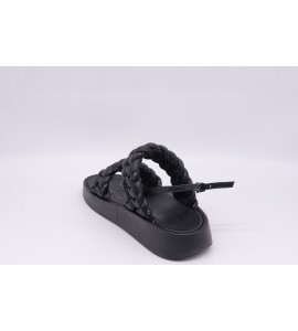ASH VOYAGE BIS SANDALI IN PELLE INTRECCIATA NERA