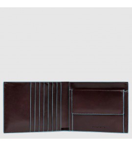 PIQUADRO Portafoglio uomo con portamonete e protezione anti-frode RFID Blue Square