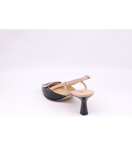 MOT CLE' SLINGBACK IN PELLE NERA/BEIGE