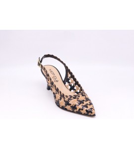 MOT CLE' SLINGBACK IN PELLE BEIGE/NERO