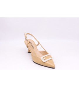 MOT CLE' SLINGBACK IN PELLE COGNAC