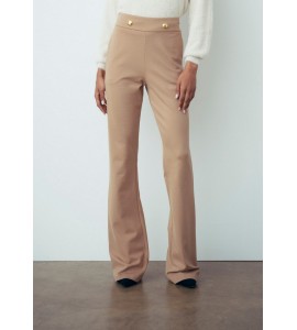 GAELLE PANTALONE Pantalone Dritto In Punto Milano Beige Cammello