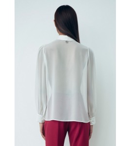 GAELLE Blusa In Raso E Chiffon Offwhite