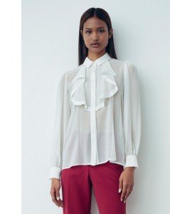 GAELLE Blusa In Raso E Chiffon Offwhite