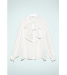 GAELLE Blusa In Raso E Chiffon Offwhite