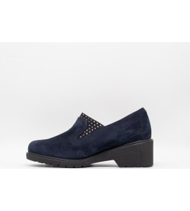 MELLUSO Mocassino donna in camoscio blu notte