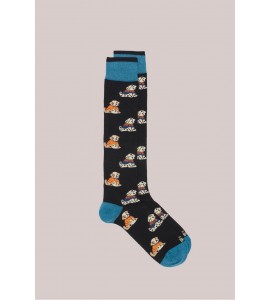 IN THE BOX CALZE LUNGHE FANTASIA FUNNY DOG MULTICOLOR BLU DENIM