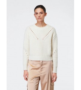 ROBERTO COLLINA MAGLIA IN ALPACA A COSTE ECRU