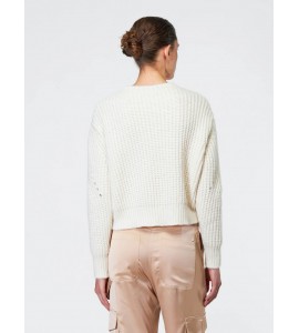 ROBERTO COLLINA MAGLIA IN ALPACA A COSTE ECRU