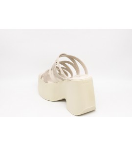 VIC MATIE' YOKO CIABATTA INCROCI IN MORBIDA PELLE NAPPATA AVORIO/GRIGIA