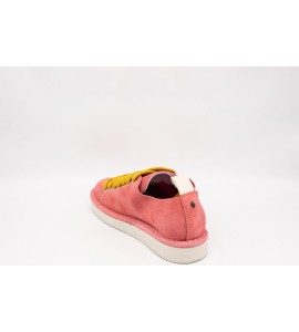 PANCHIC SCARPA ALLACCIATA P01 DONNA IN SUEDE FRAGOLA-GIALLO