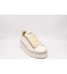PANCHIC SCARPA ALLACCIATA P89 DONNA IN LINO E SUEDE BIANCO