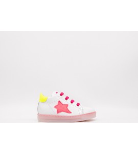 FALCOTTO Sneakers in pelle bimba inserti fluo