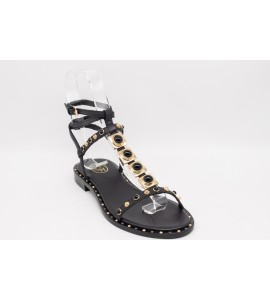 ASH PARTY SANDALI IN PELLE COLOR NERO IMPREZIOSITI