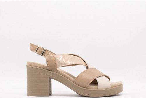 IGI CO Sandali con tacco in pelle da donna corda panna