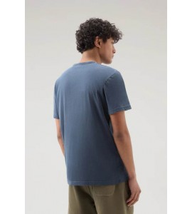 WOOLRICH T-shirt tinta in capo in puro cotone con stampa