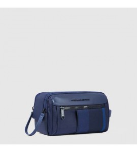 PIQUADRO Beauty case uomo in tessuto riciclato e pelle