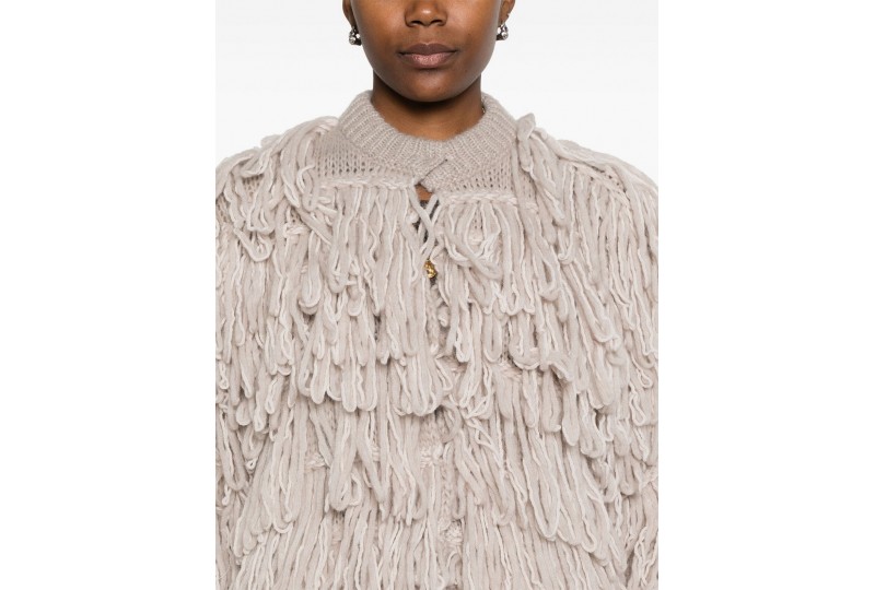 ROBERTO COLLINA CARDIGAN CON FRANGE