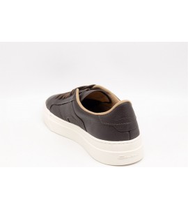 SANTONI Double Buckle Sneaker da uomo in pelle bottalata testa di moro