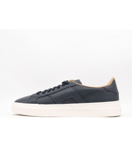 SANTONI Double Buckle Sneaker da uomo in pelle bottalata blu