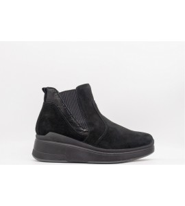 IGI & CO Stivaletti con zeppa in pelle da donna nero-nero laminato