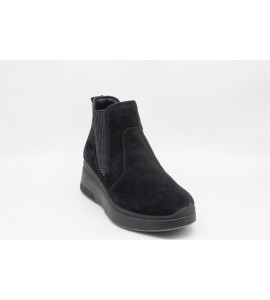 IGI & CO Stivaletti con zeppa in pelle da donna nero-nero laminato