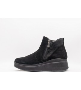 IGI & CO Stivaletti con zeppa in pelle da donna nero-nero laminato