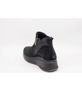 IGI & CO Stivaletti con zeppa in pelle da donna nero-nero laminato